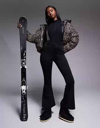 Threadbare – Ski – Hose in Schwarz mit weitem Schnitt und Hosenträgern