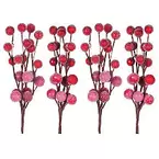 Beeren-Zweige, rot, geeist, 4 Stück