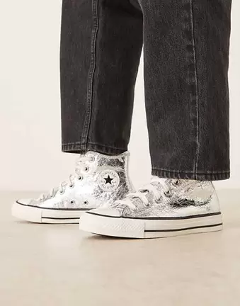 Converse – Chuck Taylor All Star Hi – Sneaker in Metallic-Silber