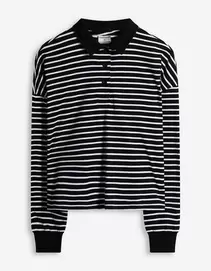 Poloshirt - Streifen - schwarz