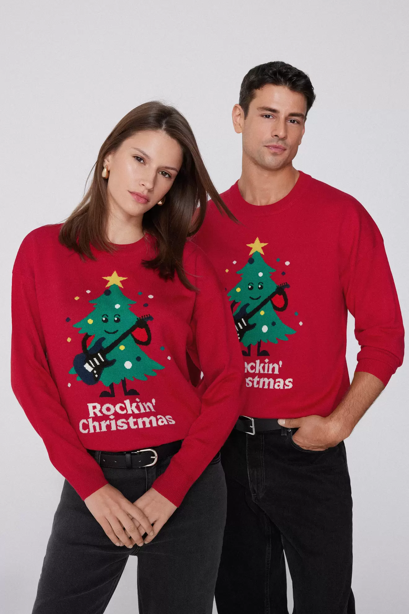 Unisex-Weihnachtspullover mit Rundhalsausschnitt