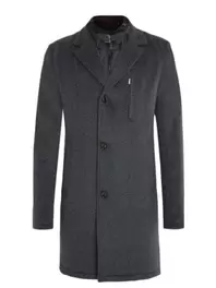 Wollmantel mit heraustrennbarer Steppblende