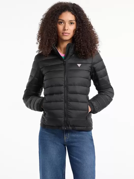 Cazadora plumífero de nailon con capucha