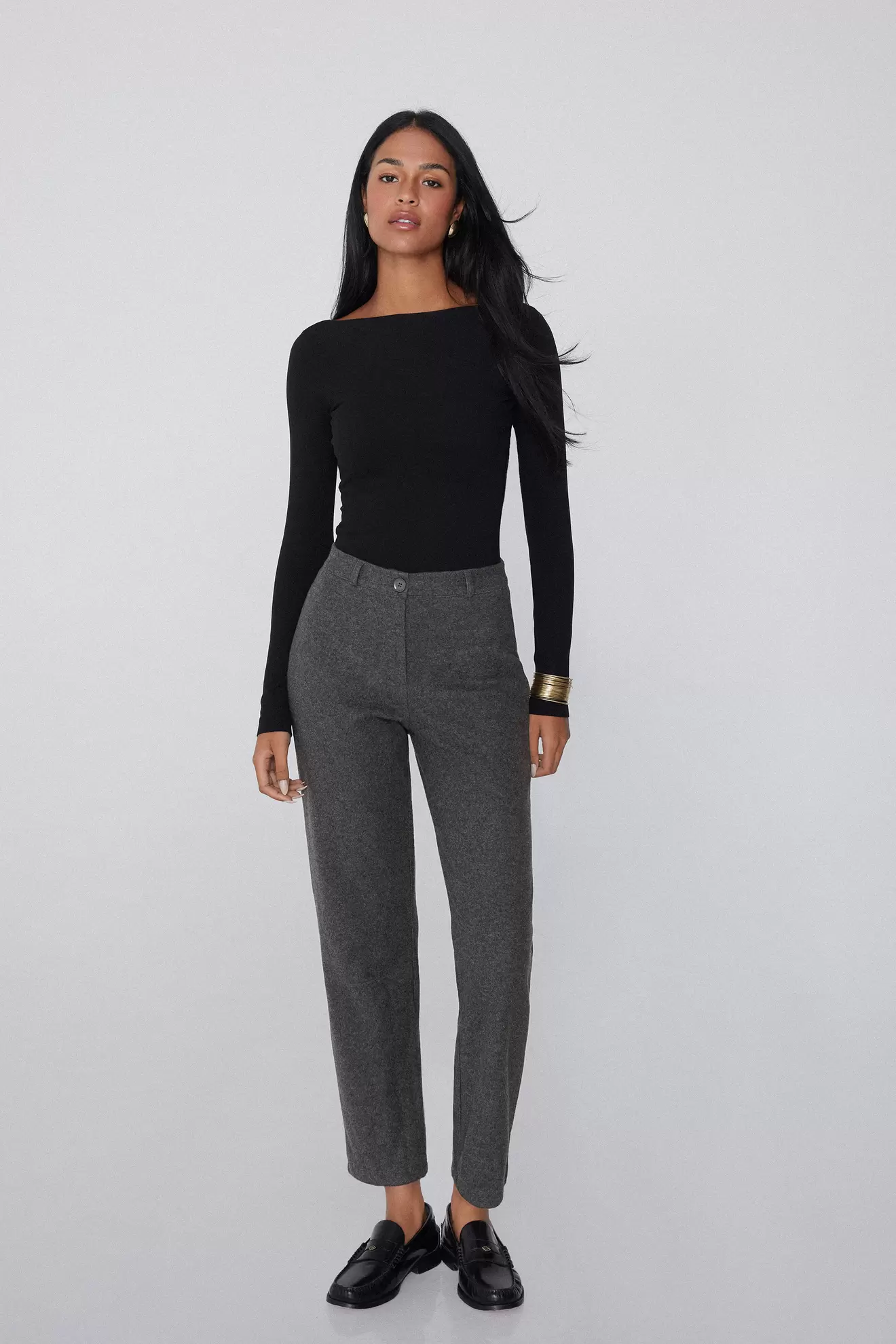 Lange Zigarettenhose aus Wollstoff