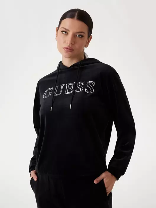 Sudadera con logotipo frontal strass