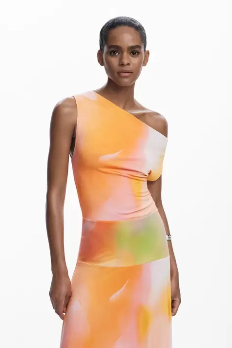 Asymmetrisches langes Kleid