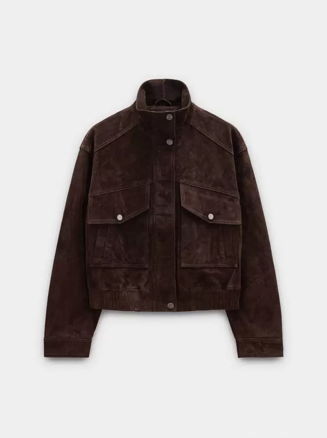 Jacke aus Leder mit Stehkragen