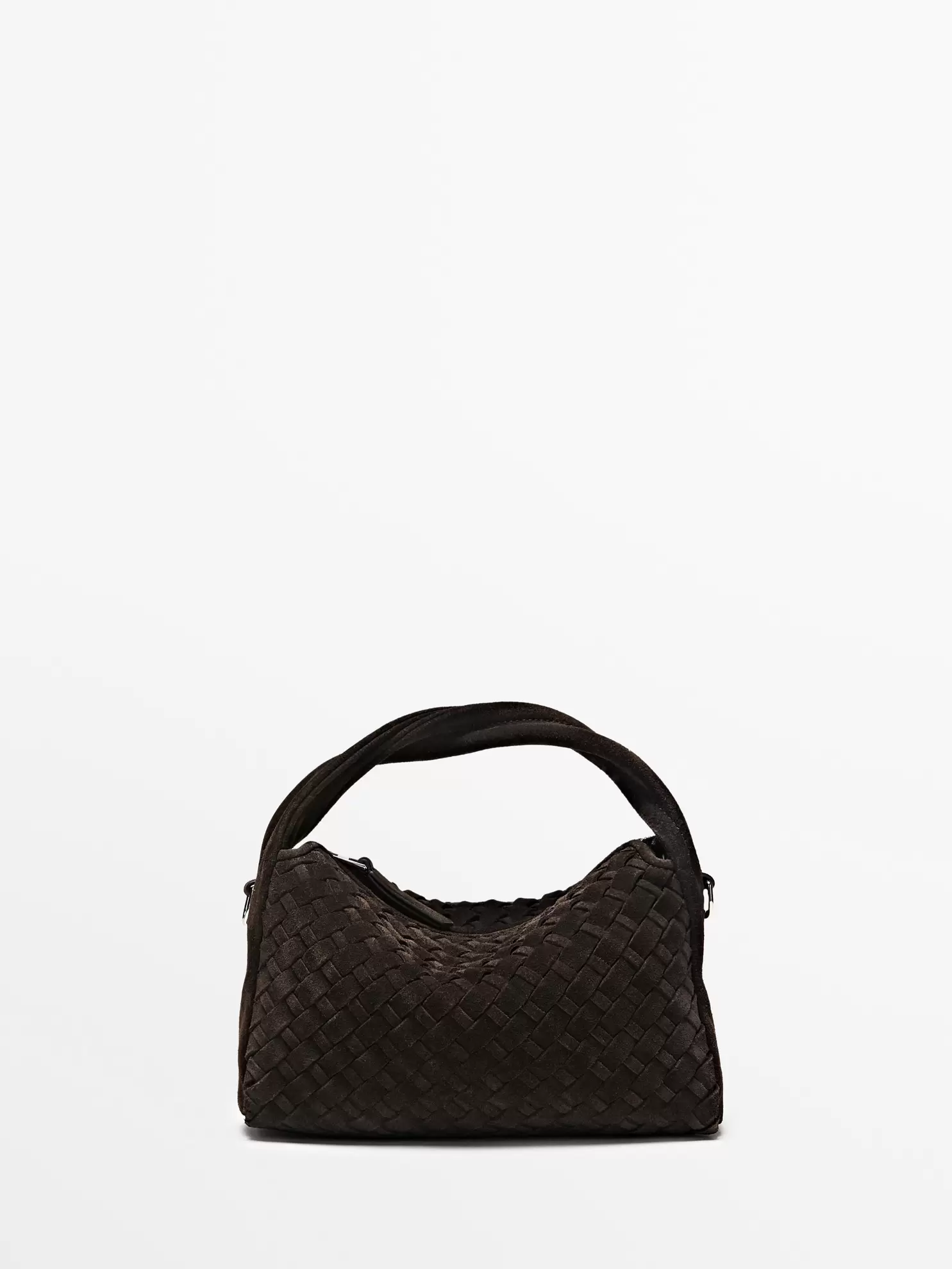 Kleine geflochtene Tasche aus Rauleder