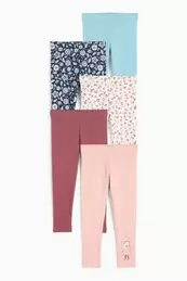 Multipack 5er - Mädchen und Blume - Leggings