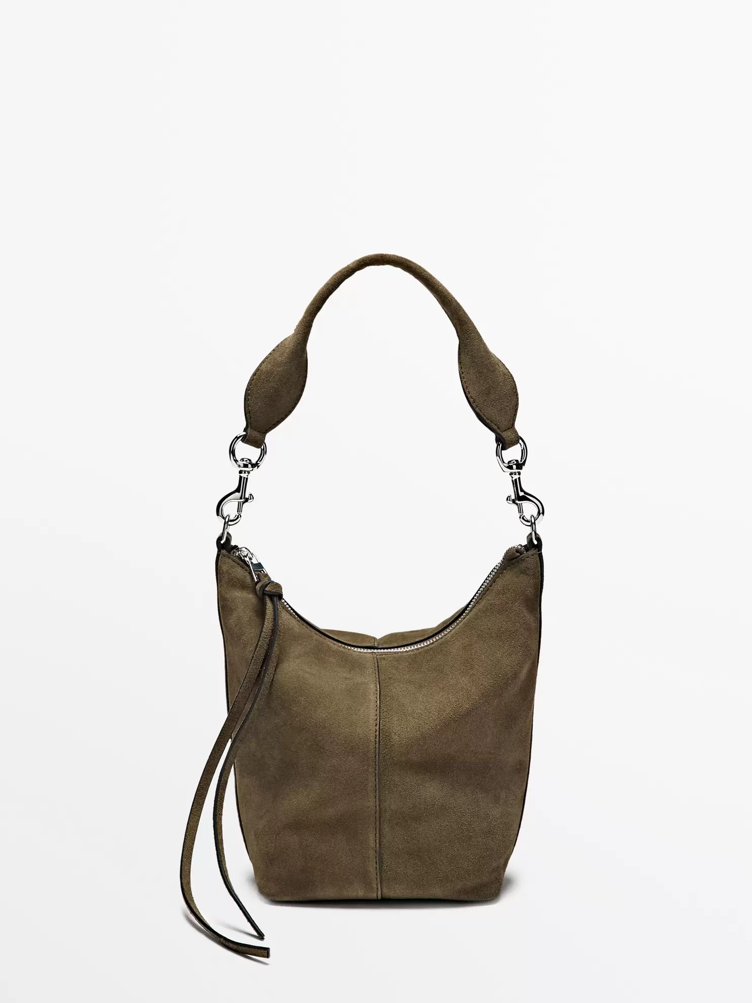 Suede leather bucket bag