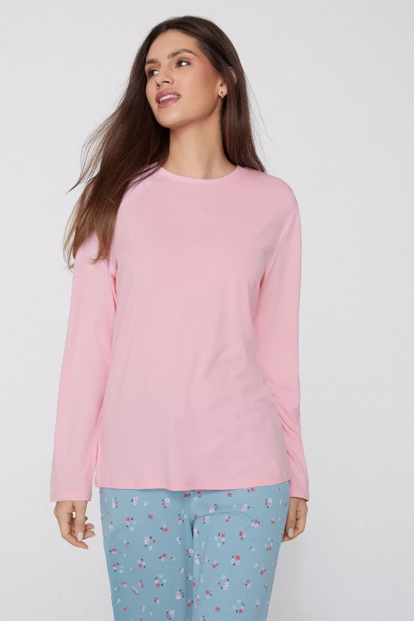 Langarm-Rundhalsshirt aus Baumwolle mit Modal