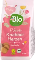 Knabbergebäck Pikante Olive-Paprika Herzen, 125 g