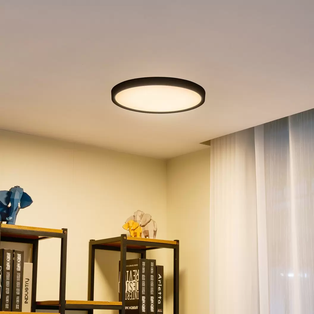 Lindby LED-Deckenleuchte Pravin, Ø 40 cm, 3.000 K, schwarz