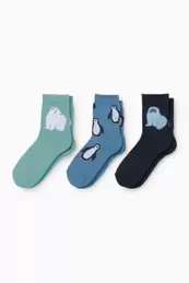 Multipack 3er - Pinguin und Eisbär - warme Socken mit Motiv