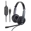 Callstel USB-On-Ear-Stereo-Headset, Schwanenhals-Mikrofon, Kabel-Fernbedienung