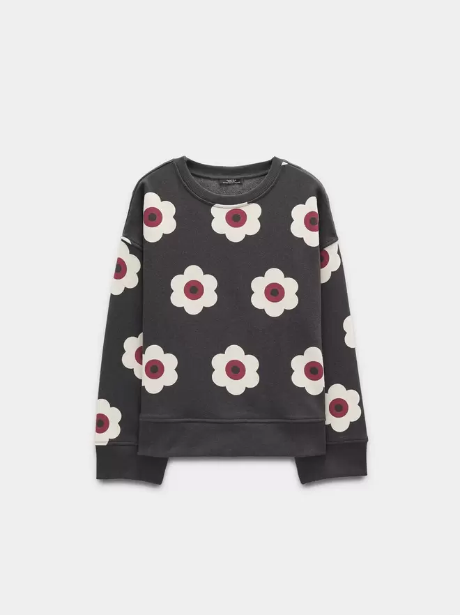 Floral bedrucktes Baumwoll-Sweatshirt