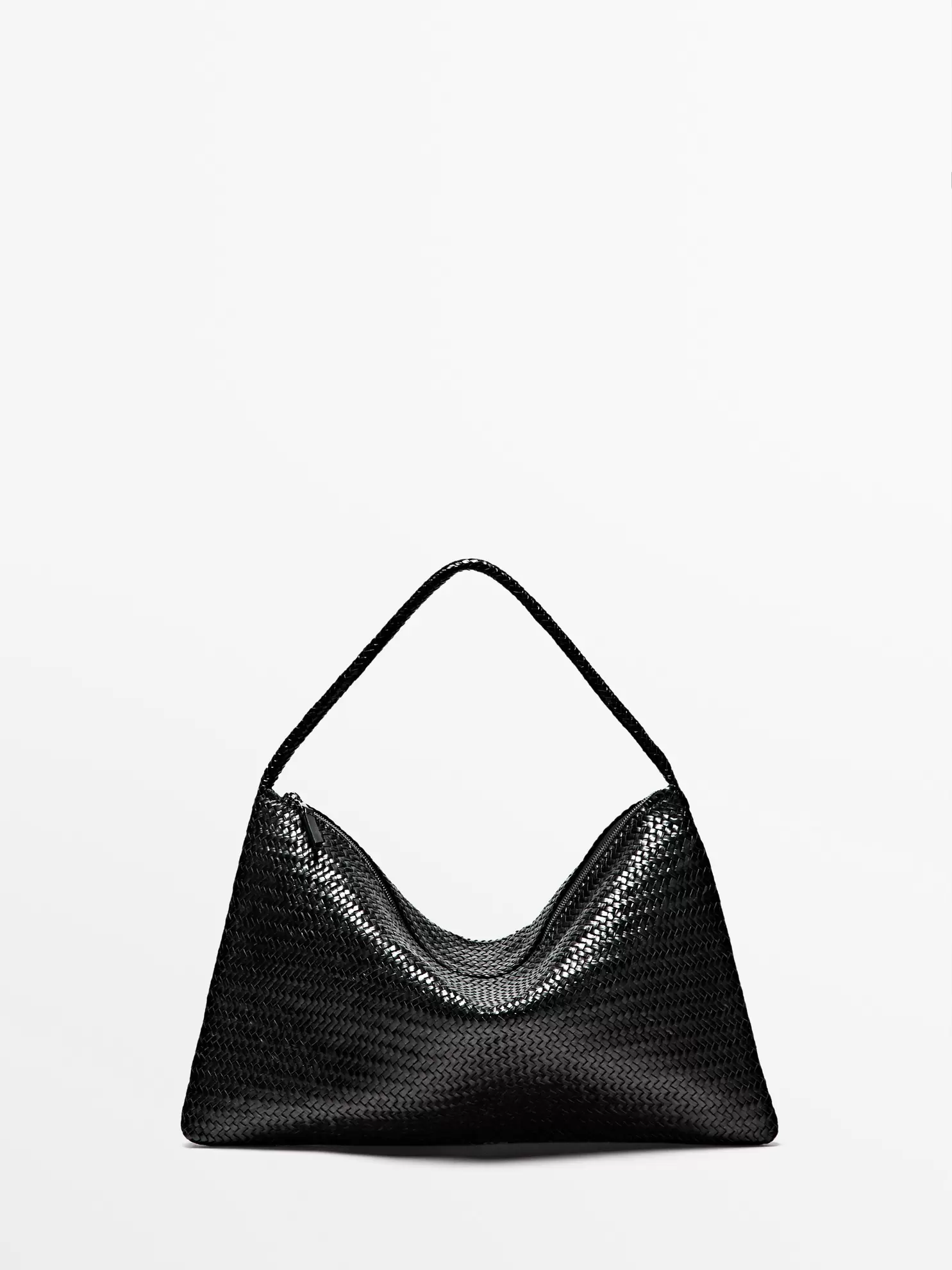 Große geflochtene Umhängetasche aus Nappaleder