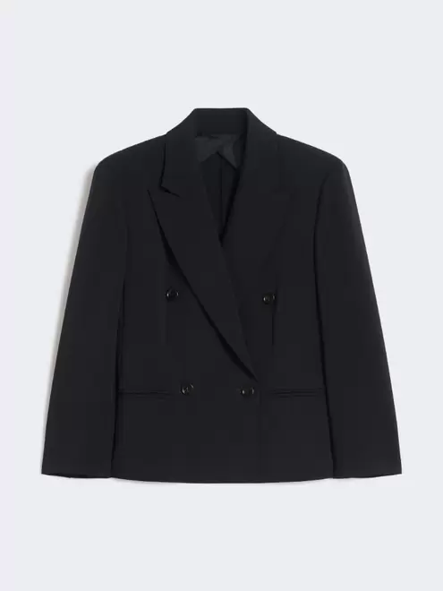 Crop-Blazer aus Wollcanvas - ULTRAMARINE
