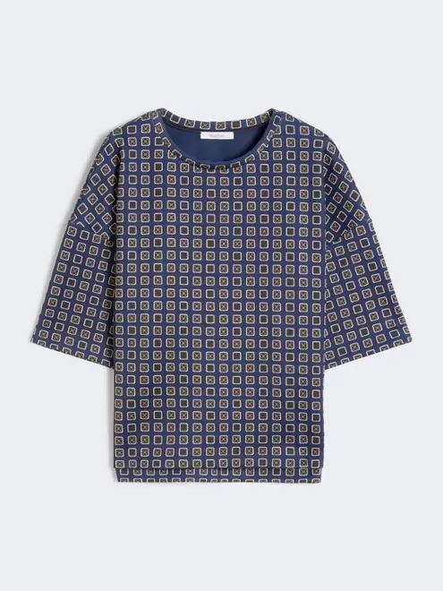 T-Shirt aus bedrucktem Jersey - BLAU