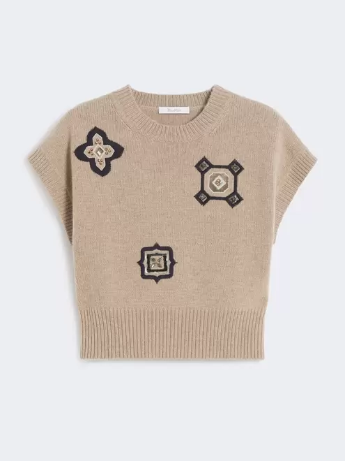 Kurzer Pullover aus Wolle und Kaschmir - SAND