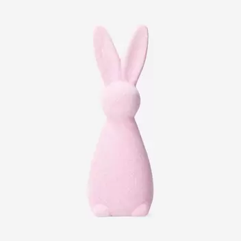 Deko-Hase in Pink mit Flock – 21 cm