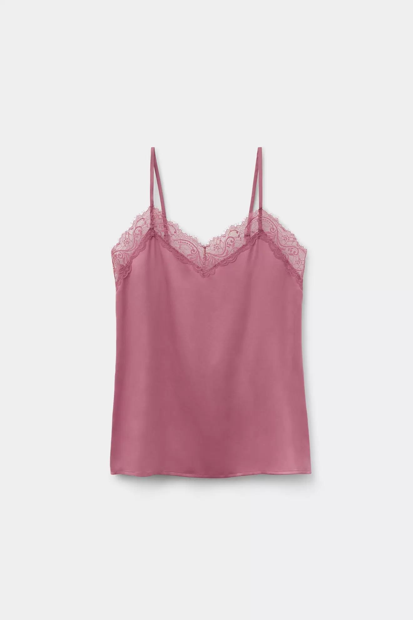 Top mit schmalen Trägern aus Satin und Spitze Add to wishlist: Top mit schmalen Trägern aus Satin und Spitze