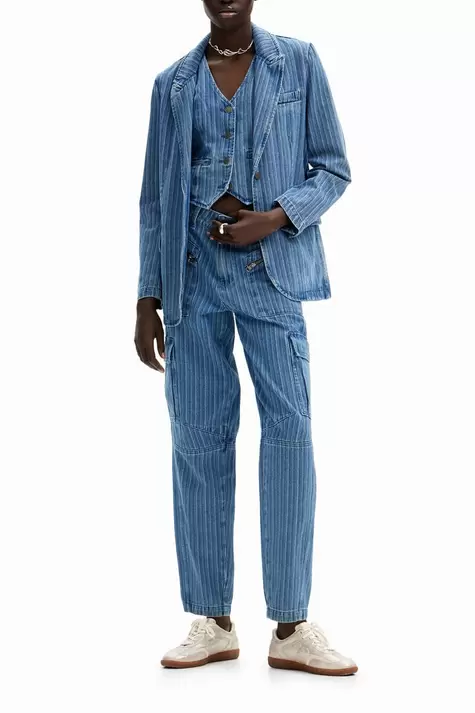 Gestreifter Denim-Blazer