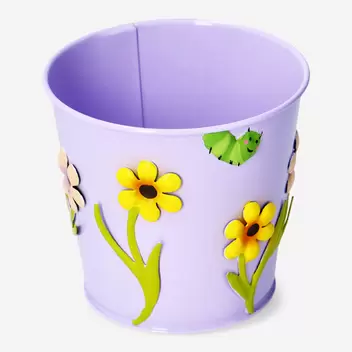 Blumiger Metall-Blumentopf mit Ra...