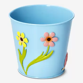 Blumentopf aus Metall mit Schneck...