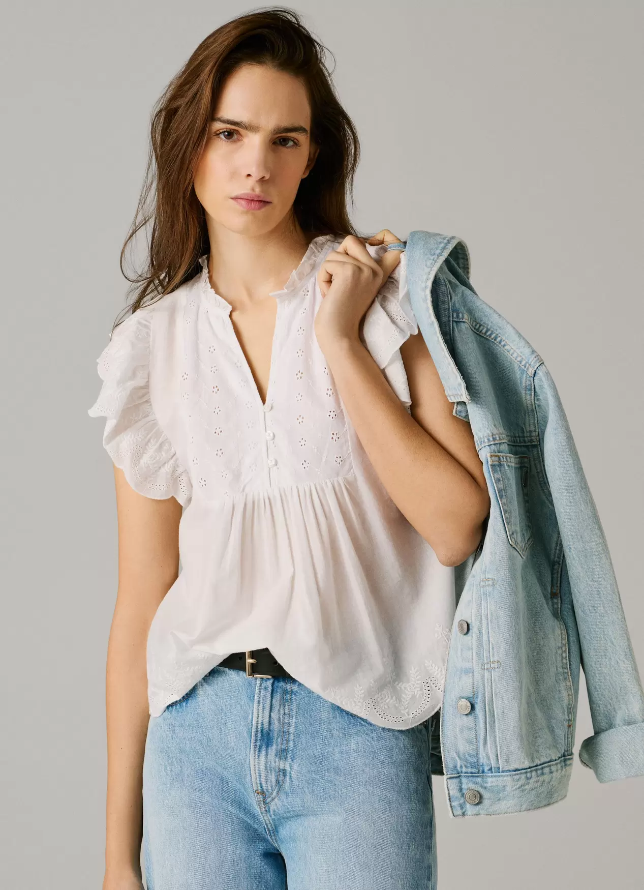 Bluse Fließender Stoff Schmetterlingsärmel