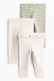 Multipack 3er - Blümchen - Baby-Leggings