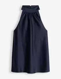 Bluse - Neckholder-Ausschnitt - dunkelblau