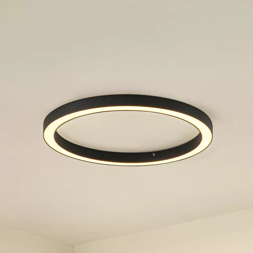 Lucande LED-Deckenlampe Neor, schwarz, Ø 60 cm, CCT, dimmbar