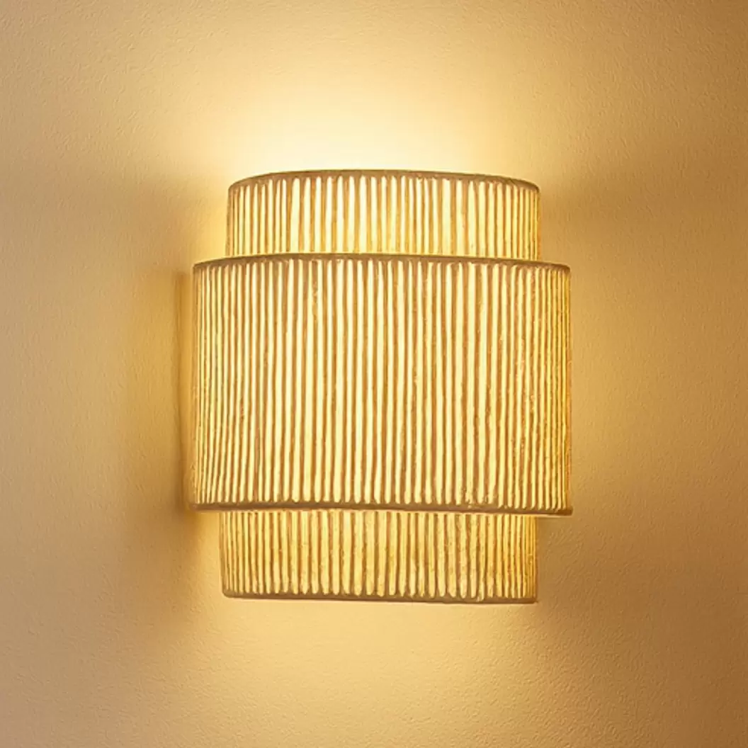 Lindby Wandleuchte Anuva, naturfarben, Papier, Höhe 25 cm