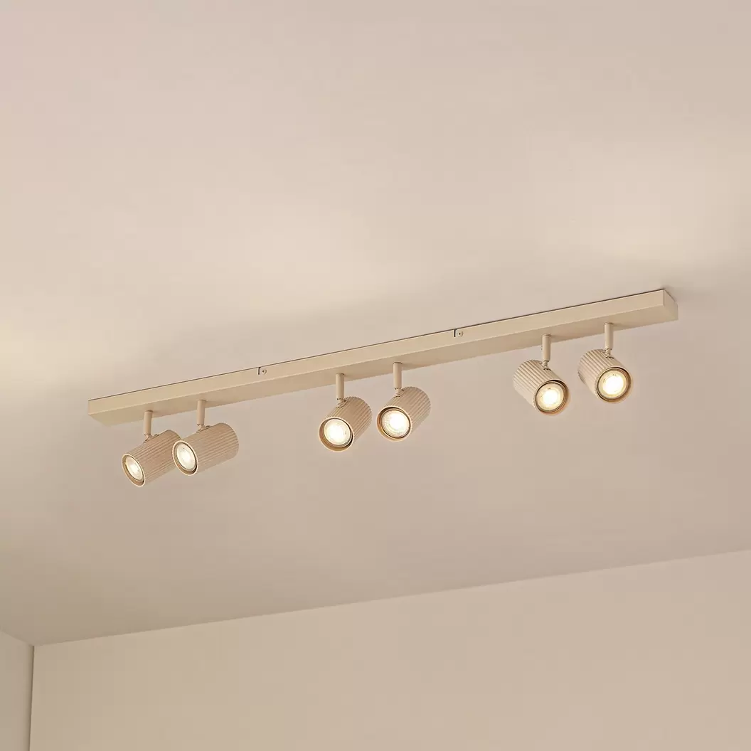 Lindby Deckenspots Kardis, beige, 6-flg., Metall, GU10