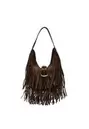 Schultertasche mit Fransen und Schnallendetail