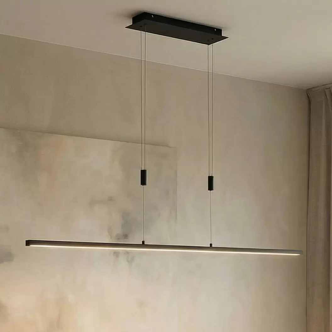 Lindby LED-Hängelampe Arneja, schwarz, CCT, höhenverstellbar