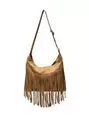 Schultertasche weiche Haptik Fransen-Detail
