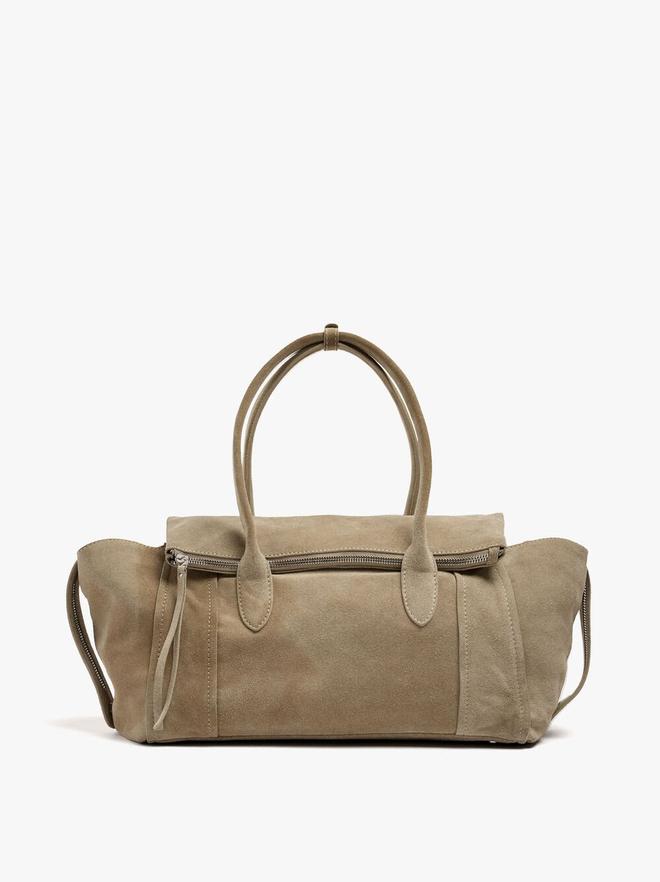 Tote-Tasche aus Leder mit Klappe