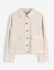 Hemdjacke - Leinen-Optik - beige