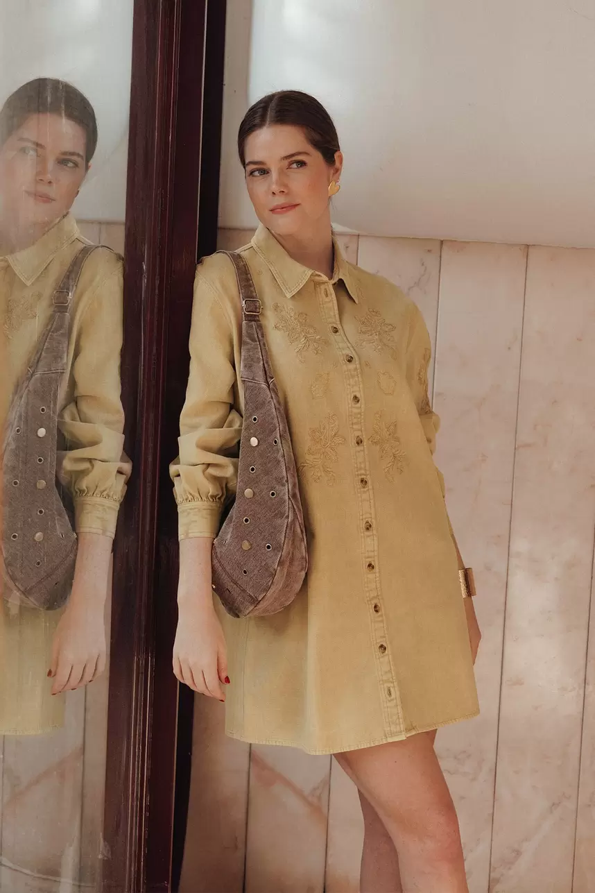 Besticktes Canvas-Minikleid