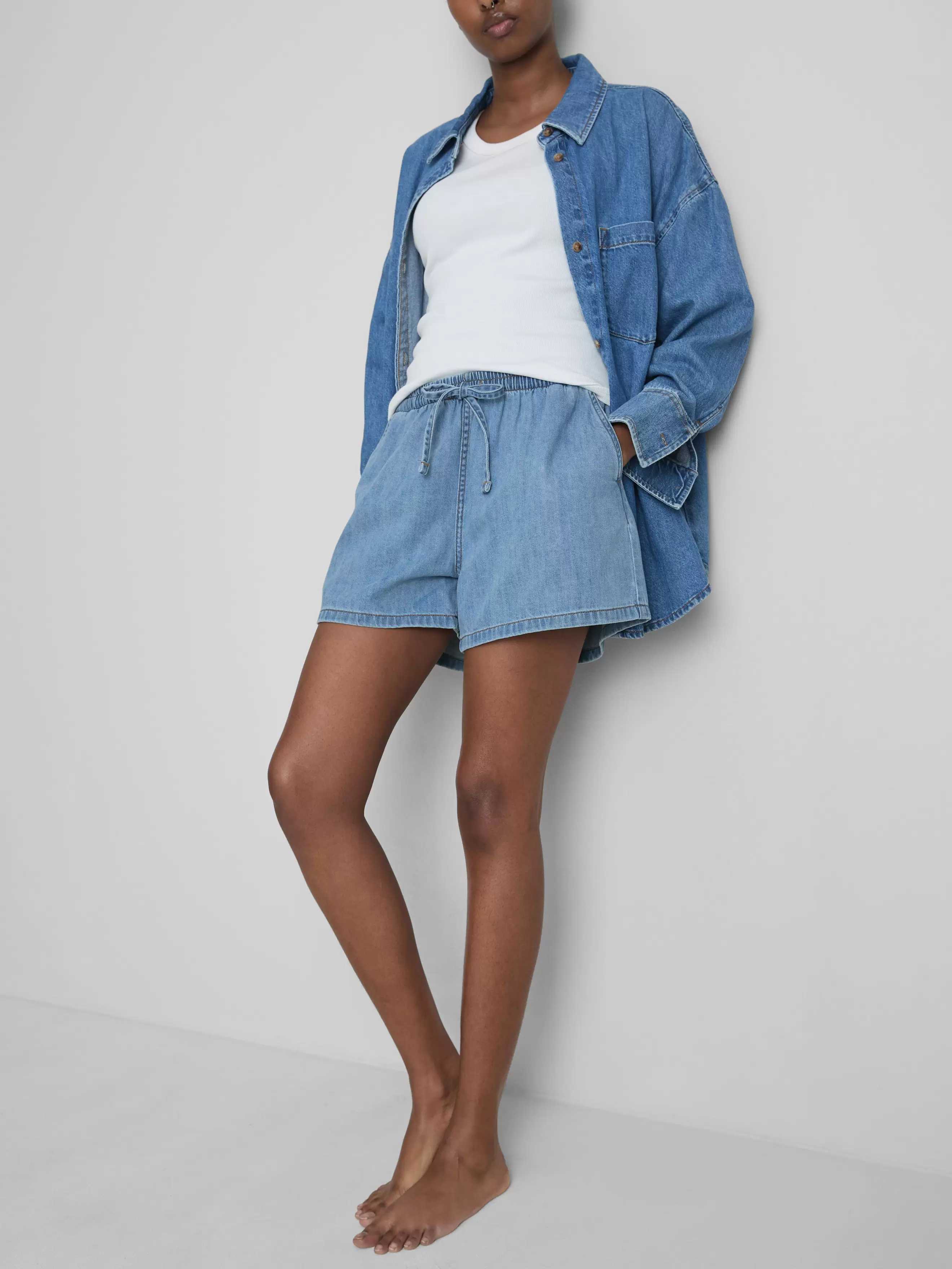 Denim-Joggingshorts aus Baumwolle