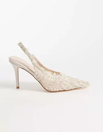 RAID – Annona – Pumps aus cremefarbener Spitze mit Fersenriemen und Absatz