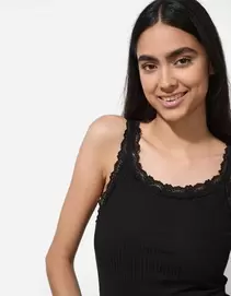 Top - Spitzenbesatz - schwarz