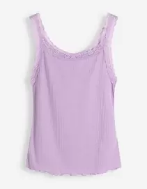 Top - Spitzenbesatz - Pink