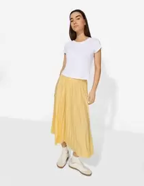 Faltenrock - Plisseefalten - hellgelb