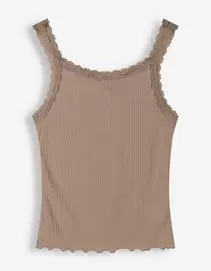 Top - Spitzenbesatz - braun