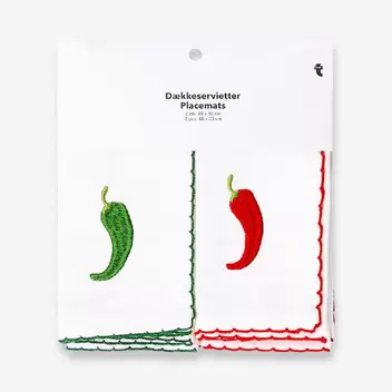 Platzsets mit gestickten Chilis -...