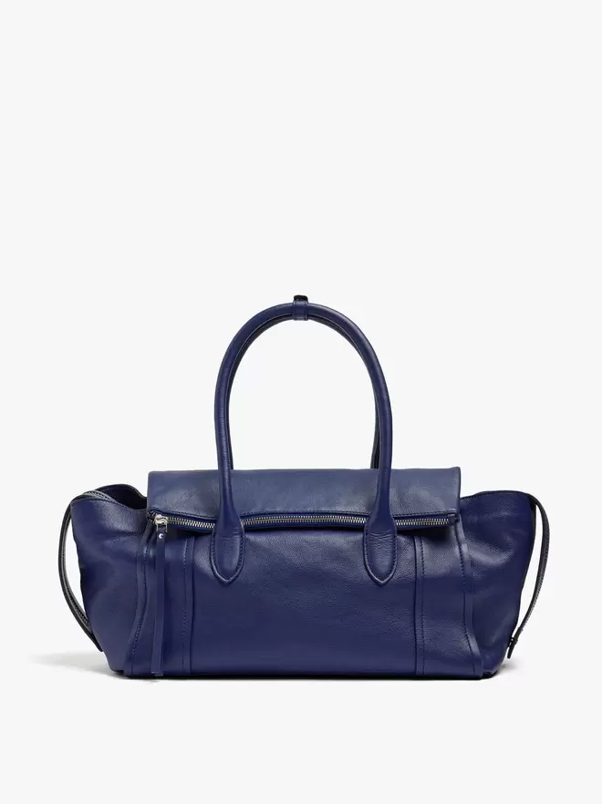 Tote-Tasche aus Leder mit Klappe