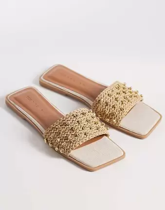 ASOS DESIGN – Frida – Flache Sandalen mit bunten Perlen